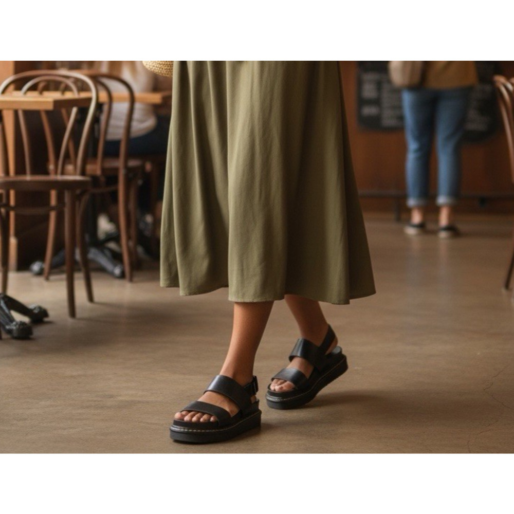 Black Platform Sandals Limelight Rhodes Double Strap Slingback Women’s 11M